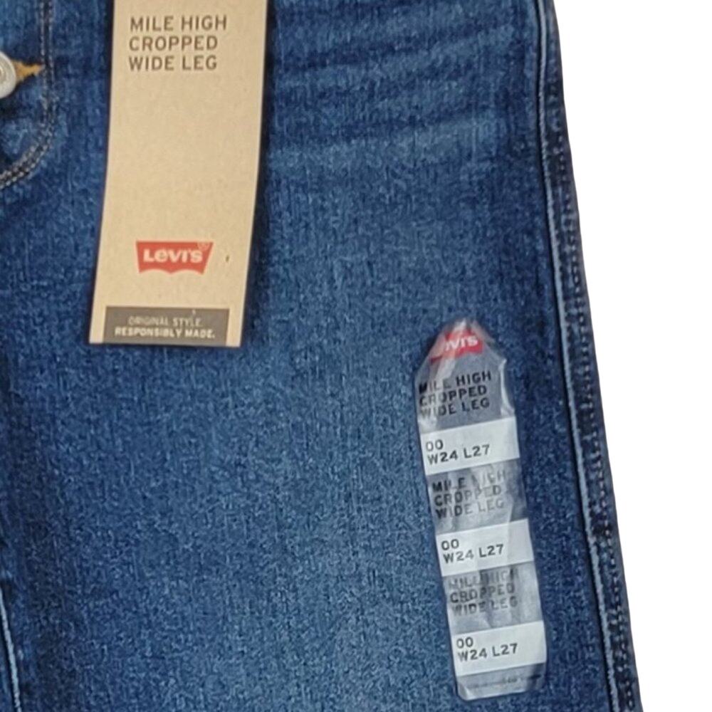 LEVI'S Mile High Cropped Wide Leg Jeans - Size 00 - W24 L27 NEW WITH TAGS - Picture 6 of 7